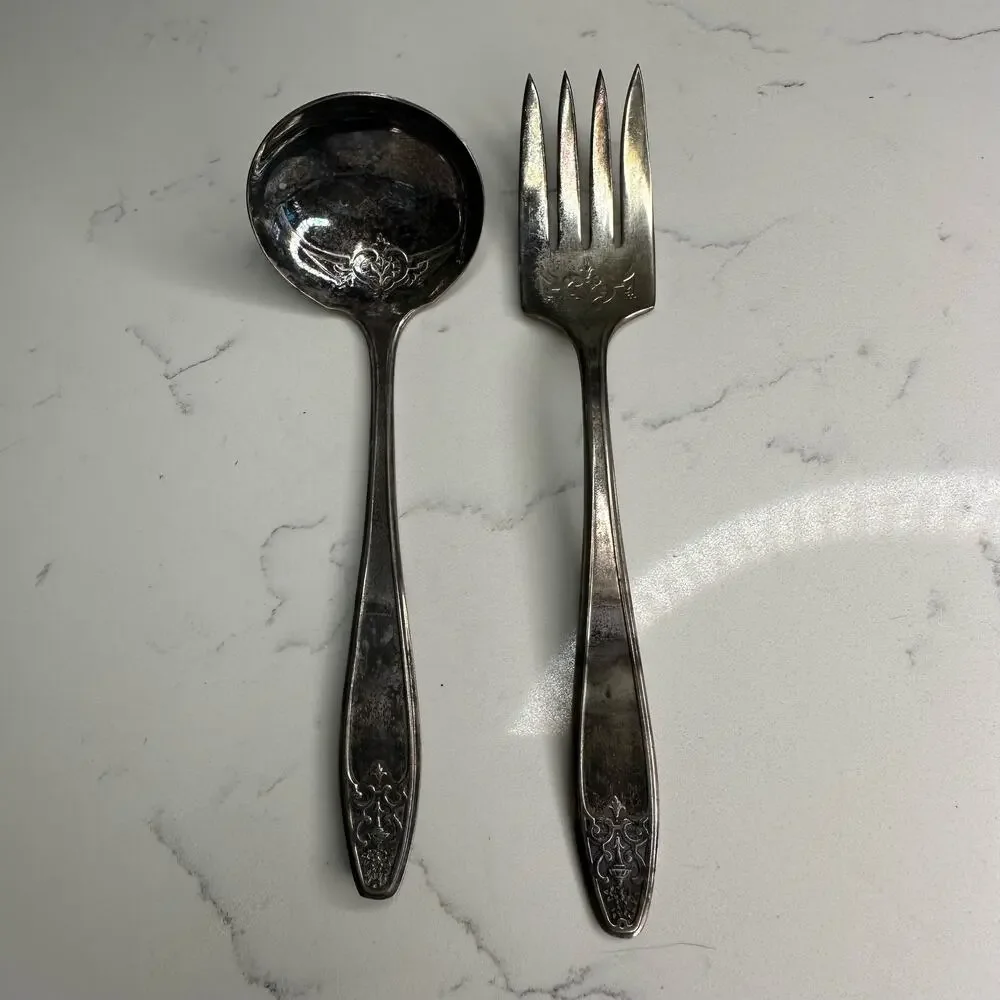Vintage Princess Lady Doris Silverplate Meat Fork and Ladle 1929 2 Pc